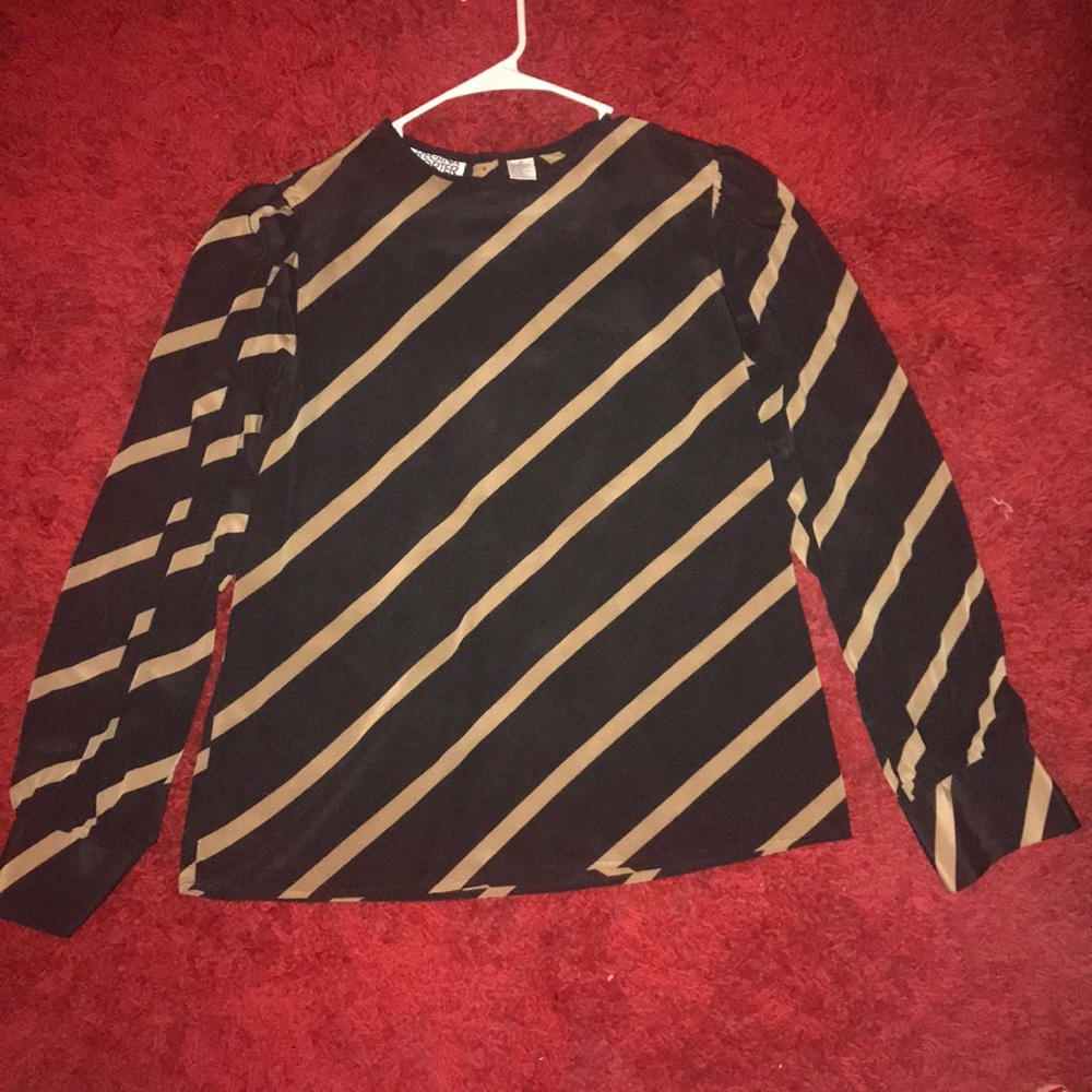 Silky gold and black striped blouse